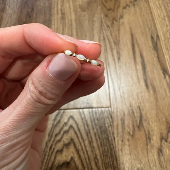 Solid Gold Triple Opal and Diamond Band - Picture 4 of 7